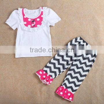 hot sale cute baby cotton clothes with ruffles sets girls 2 pc outfits lovely infants' clothing cheap baby holiday outfits pant