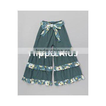 New style triple ruffled belted pants wholesale ruffle pants boutique girls palazzo pants