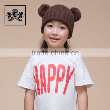 2017 China Wholesale Winter Hat With Cute Fur Pom Kids Beanie