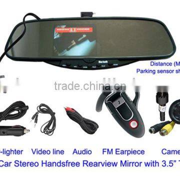 Rearview Camera Parking Sensor Wireless Earpiece Bluetooth Rearview Mirror Kit