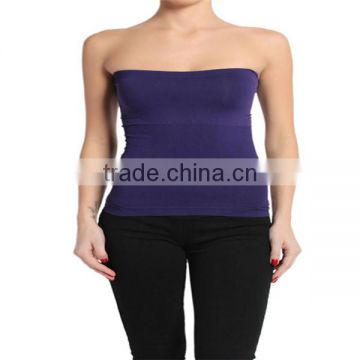 BASIC Layering Stretch PLAIN Strapless TUBE TOP Seamless Sleeveless Tee-6