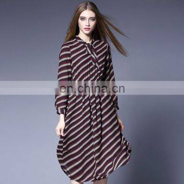 Round hem stylish dress with bow tie neck, china dress factory