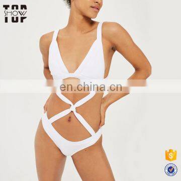 Dongguan clothing wholesale white triangle bikinis woman 2017 swimwear