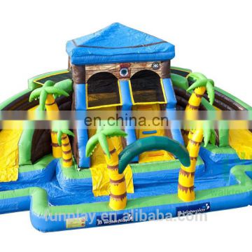 HI 0.55mmPVC big inflatable water slide with pool for sale for kids