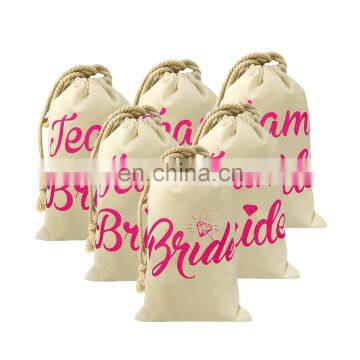 bridal shower bachelorette party favor bag 6pcs team bride cotton drawstring bag