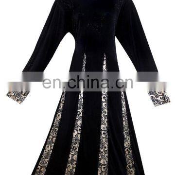 Black Colour Lycra Burkha With Printed Satin & Black Stone Work / Latest Printed Burkha Collection 2016 photo-2