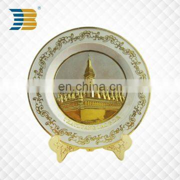 Jiabo Custom gold plating buddhism buldings metal souvenir plate