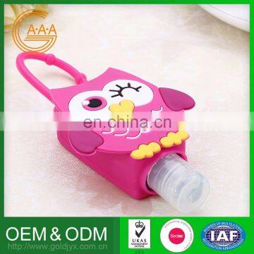 Factory supplied custom design silicone cute owl hand sanitizer holder