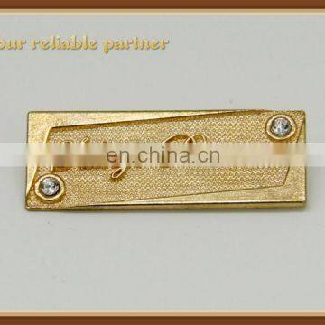 Guangzhou factory, decorative hanging gold metal label for garment