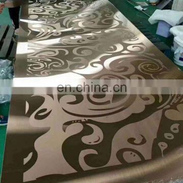 New style practical gold color etched stainless steel sheet