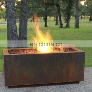 Rustic Garden Rectangular Corten Steel Fire Pit photo-2