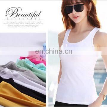 Women's Casual Solid U O-Neck T Shape Basic workout fitness Custom logo Cotton Tank Top