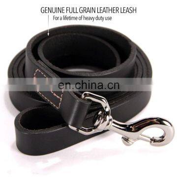 High Quality Dog Leash Water Resistant Heavy Full Grain Leather Lead Training Leahses photo-4