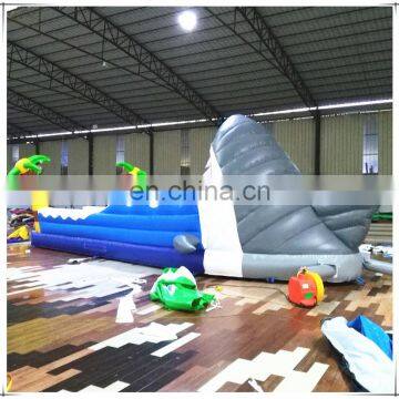Plato 0.55MM PVC Tarpaulin Shark Theme Interactive Game Inflatable Two Lane Bungee Run photo-6