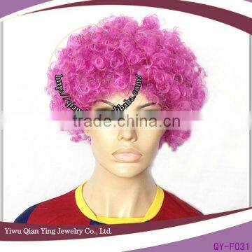 cheap short light red purple afro wigs