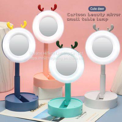 Cartoon Led Makeup Beauty Mirror Light Table Lamp Net Red Dressing Desktop Portable Folding Light Table Lamp photo-2