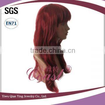 Cheap Long Big Curly Burgundy Synthetic Hair Party Wigs photo-2