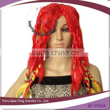 Cheap long colorful braid female fake synthetic party hair wigs