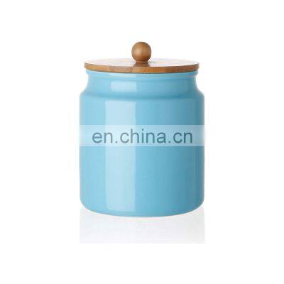 Custom Eco Friendly Decorative Kitchen Handmade Ceramic Sealed Pot Canister With Bamboo Lid photo-4