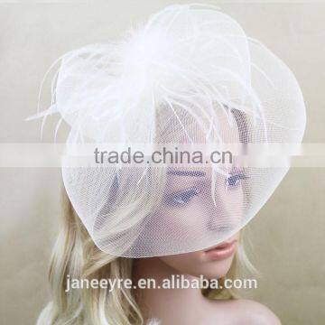 Cheap Fashion Bridal Net Fascinator Hat With Feather