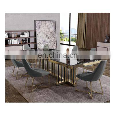 Marble Dining Table and Chair Living Room Rectangular Stainless Steel Simple Model Table