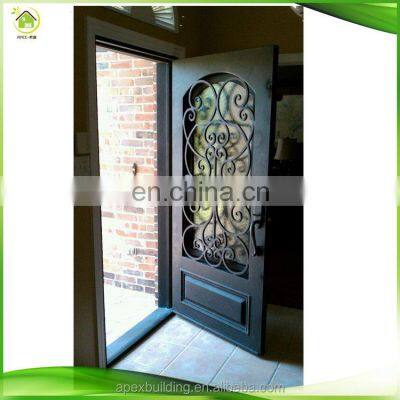 Traditional Wrought Iron Decorative Single Entry Screen Doors for Outdoors Apartment photo-3