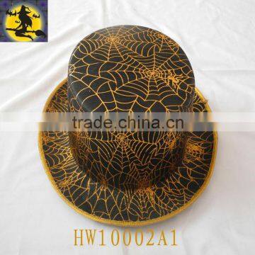 Black Non-woven Hat with Spider Web for Halloween