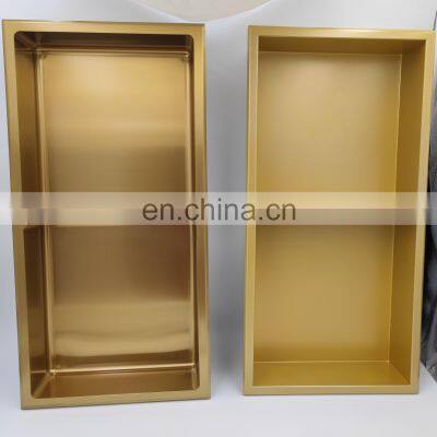 Hotel Wall Mount Bathroom Black Gold Recessed Stainless Steel Toilet Shower Niche Storage Shelf Organizer Accessories photo-5