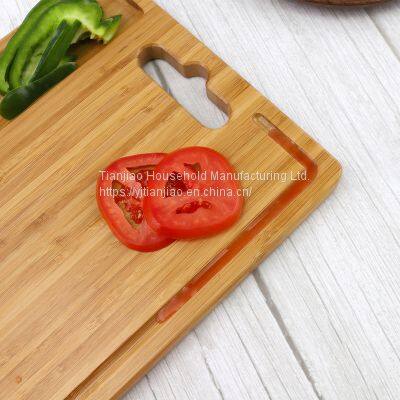 Custom Large Organic Bamboo Cutting Board for Kitchen With 3 Built-In Compartments and Juice Grooves Chopping Carving Board