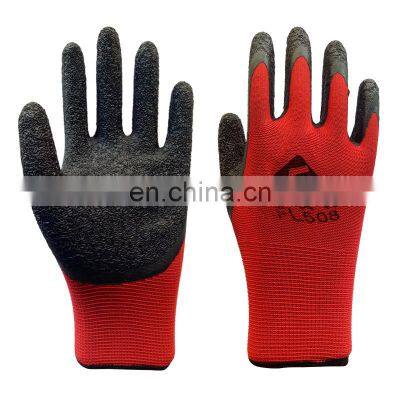 13 gauge Latex Wrinkled Coated Dipped Safety Work Hand Protection Gloves for Gardening Household Construction