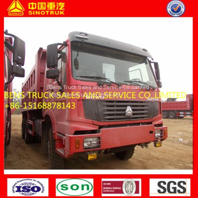 Red Color HOWO 8x4 Used Tipper Truck Dump Truck 12 Tires 371hp Low Price For Sale(less than 20000$)