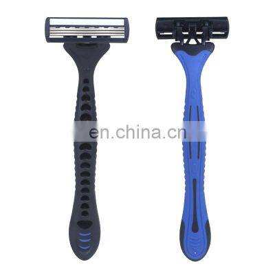 3PCS/Pack Private Logo Available Disposable Men Razor Triple Blades Stainless Steel Shaving Razor For Male With Lubricant KL3-06