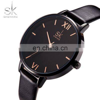 SHENGKE Elegant Ladi Wristwatch Black Simple Design Wrist Hand Watch For Woman Watch K0039L