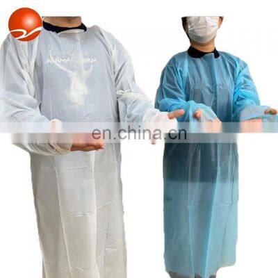 35g Chlorinated Polyethylene/Plastic/CPE Nonwoven Disposable Isolation Gown with Thumb Loop