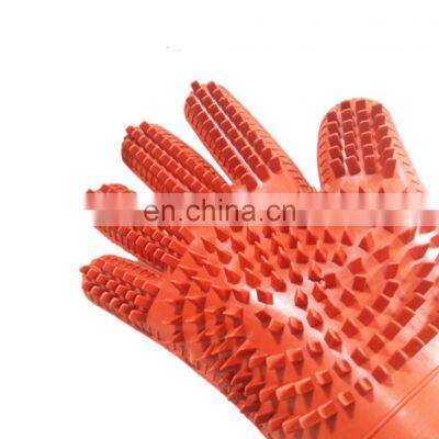 Factory Wholesale Pet Bathing Gloves With Silicone Brush Cat Dog Grooming Washing Glove photo-2