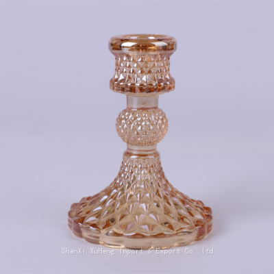 Rose Gold Crystal Decorative Candle Stand Centerpiece Clear Glass Candlestick Holder Red Taper Candle Holder
