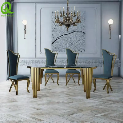 Wholesale Gold stainless steel frame luxury style Hotel Wedding Hall Wedding event dining table