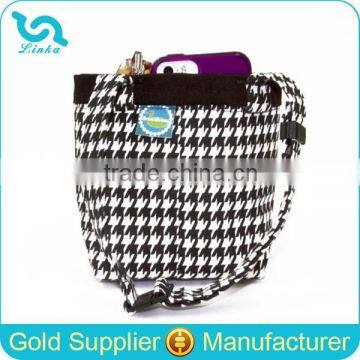 Black Houndstooth Canvas Small Car Sundries Organizer Hanging Car Organizer