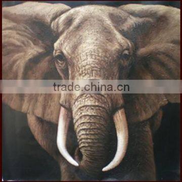 Vivid Color 100% Handmade Animal Oil Painting Of Elephants With Canvas, Oil Or Acrylic Material For Wall Decoration