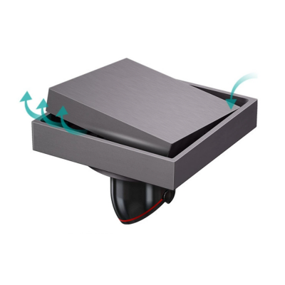 Modern 4 Inch Square Invisible Brass Shower Floor Drain Insert Anti-Odor Polished Chrome for Hotels Bathrooms Kitchens Sinks