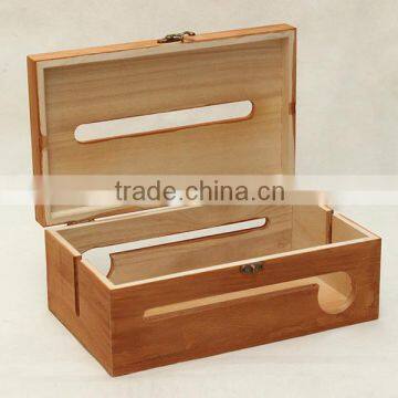 Cable Wire Storage Box /Large Tissue Box Capacity Wooden Cable Box