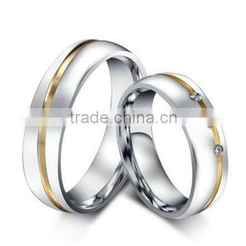 Stainless Steel Two Tone Love Rings ,Silver and Gold Wedding Band Promise Rings