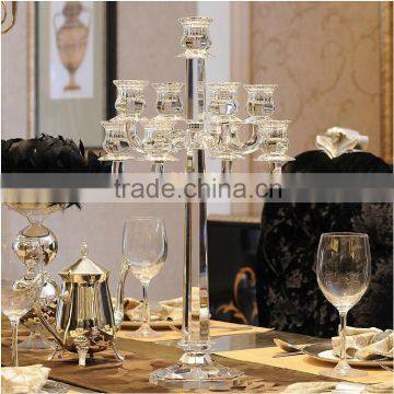 Cheap crystal glass candle holder for wedding centerpieces decoration