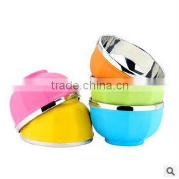 CCTB-201 New arrival double deck 8 angels stainless steel bowl with plastic cover kid bowl