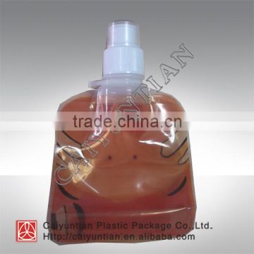 Plastic spout pouch bag, liquid stand up pouch with spout , Reusable plastic drinking water bag