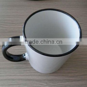 edge with color porcelain mug for sublimation