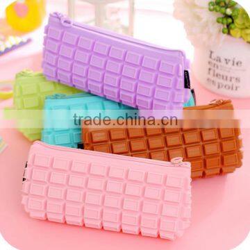 Osini custom Silicon rubber products pencil case plain color Waterproof Chocolate Silicone zipper pencil case