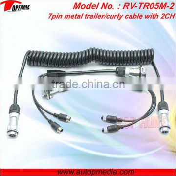 TOPFAME Trucks trailers cable 0.4m*4m*0.4m 7pin metal connector cable for truck/lorry/caravan camera system