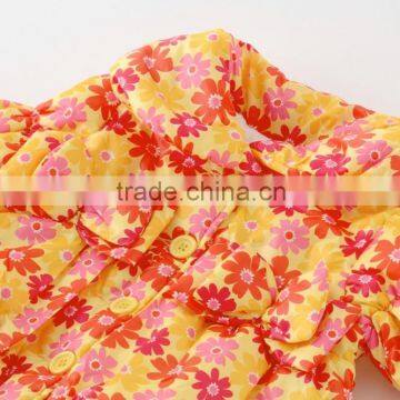 Japanese Wholesale Products High Quality Cute Infant Girl Winter Clothes Flower Pattern Shirring Jacket photo-4