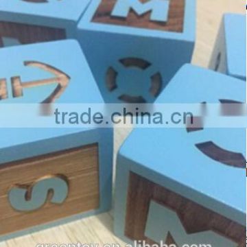 wooden christmas decoration cube block puzzle wooden